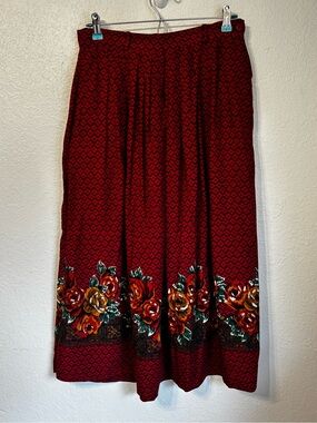 Vintage Cottagecore Laura & Jayne Floral Maxi Skirt Size 6